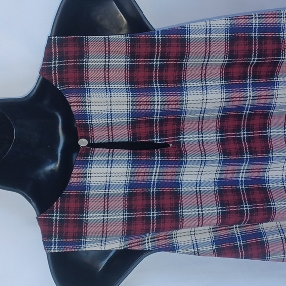 Pink Owl Plaid Satiny Polyester, lined, sleeveless, NWOT - Picture 4 of 8